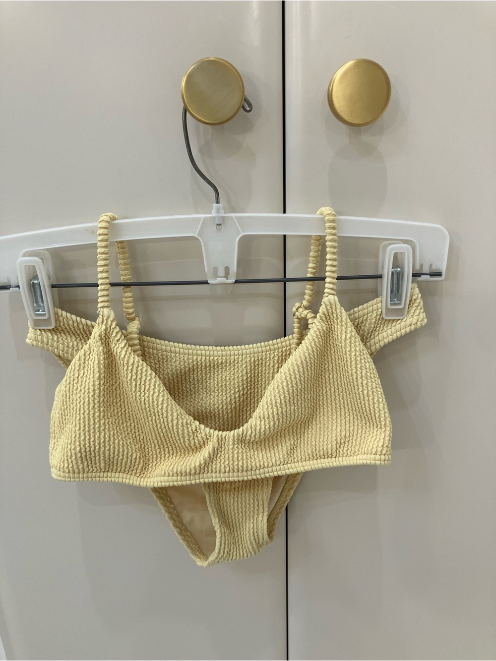 Billabong Women's Textured Bikini Set in Pale Yellow